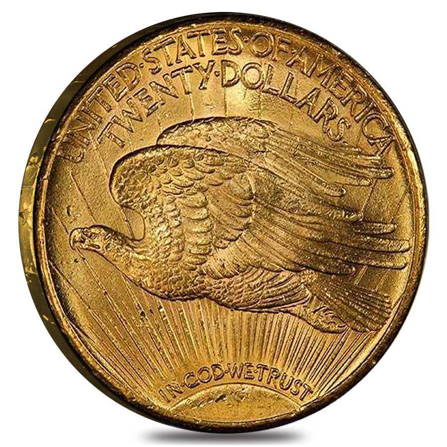 Buy $20 St. Gaudens Double Eagle Gold Coin-NGC/PCGS MS-62 (1907