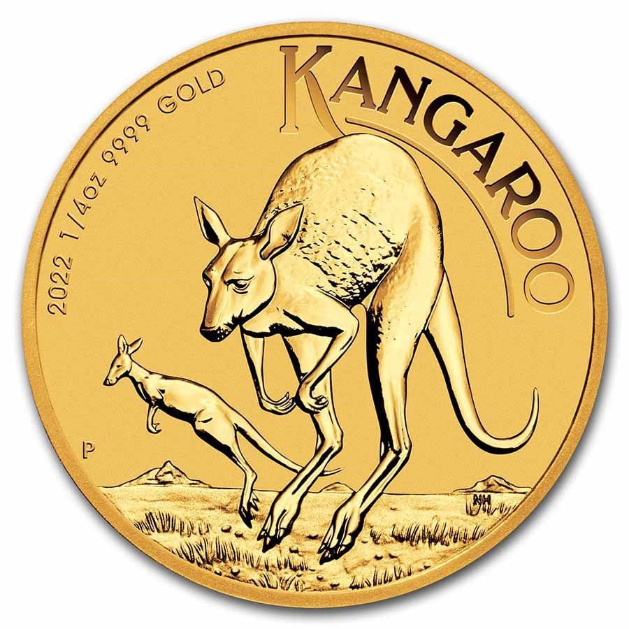 vandfald Alligevel På hovedet af Australian Kangaroo Gold Coins - 1/4 oz (2022) - Guidance Corporation