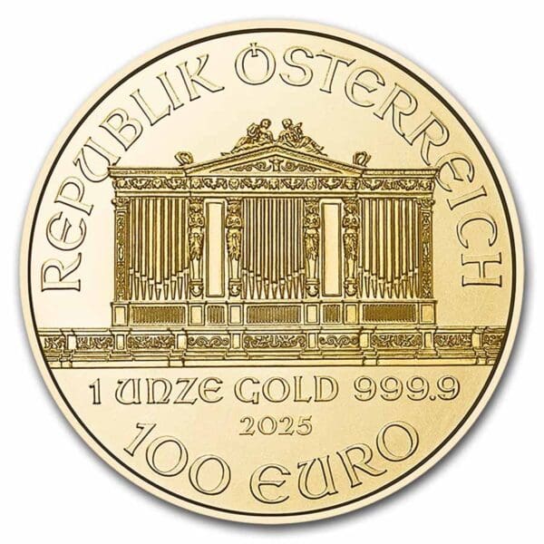 2025 - 1 oz Gold Austrian Philharmonic Coin (BU) - Image 2