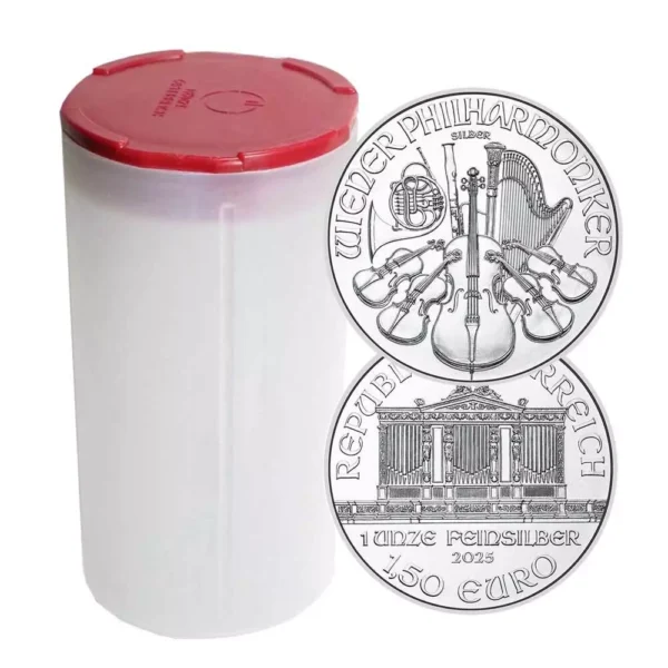 2025- 1 oz Silver Austrian Philharmonic Tube of 20 Coins (BU)