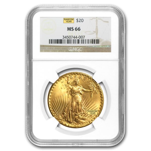 $20 St. Gaudens Double Eagle Gold Coin-NGC/PCGS MS-66 (1907-1933)